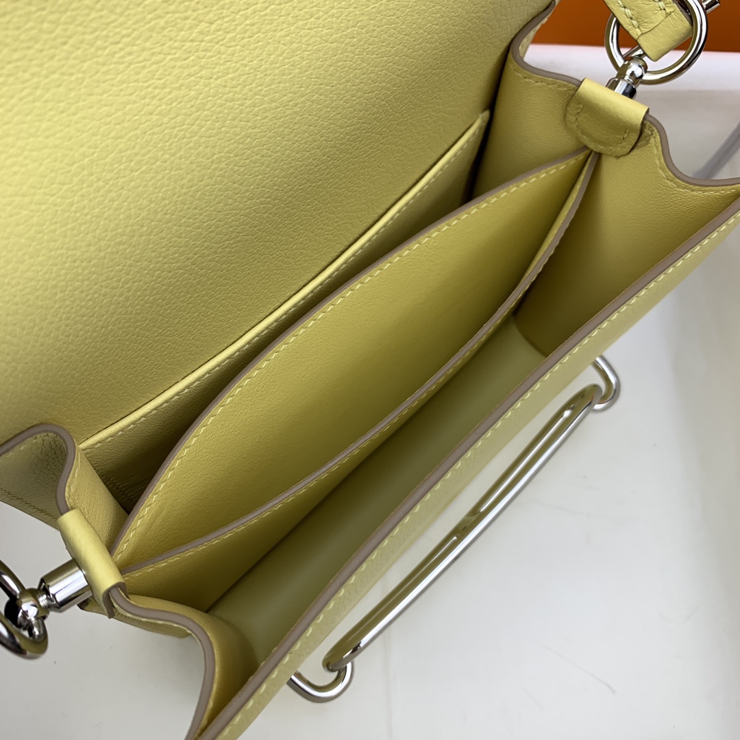 roulis愛馬仕高仿 19CM蜜蠟純手工肩背包 米黃色