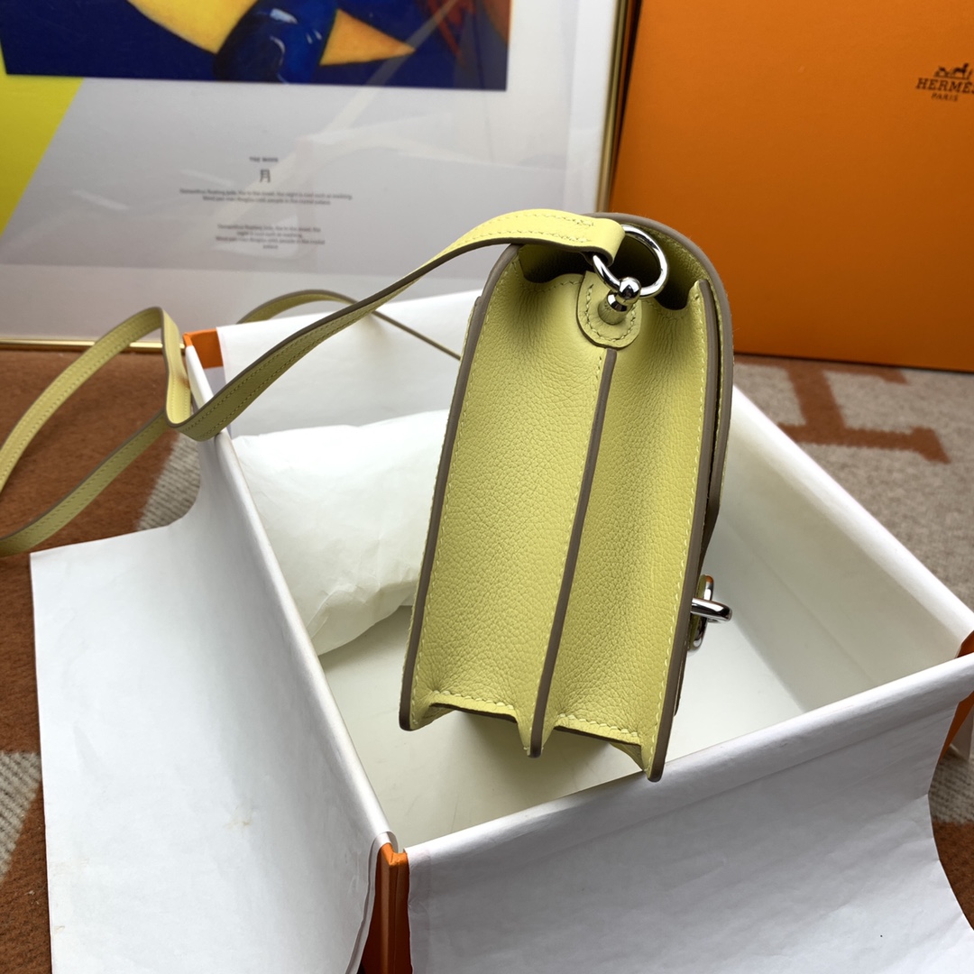 roulis愛馬仕高仿 19CM蜜蠟純手工肩背包 米黃色