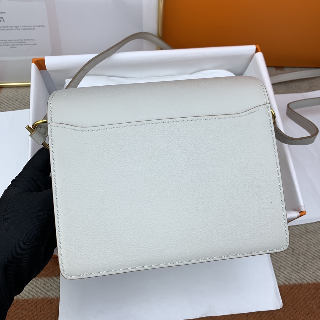 高仿HERMES roulis系列 珍珠灰手工製作遠程包包肩背包