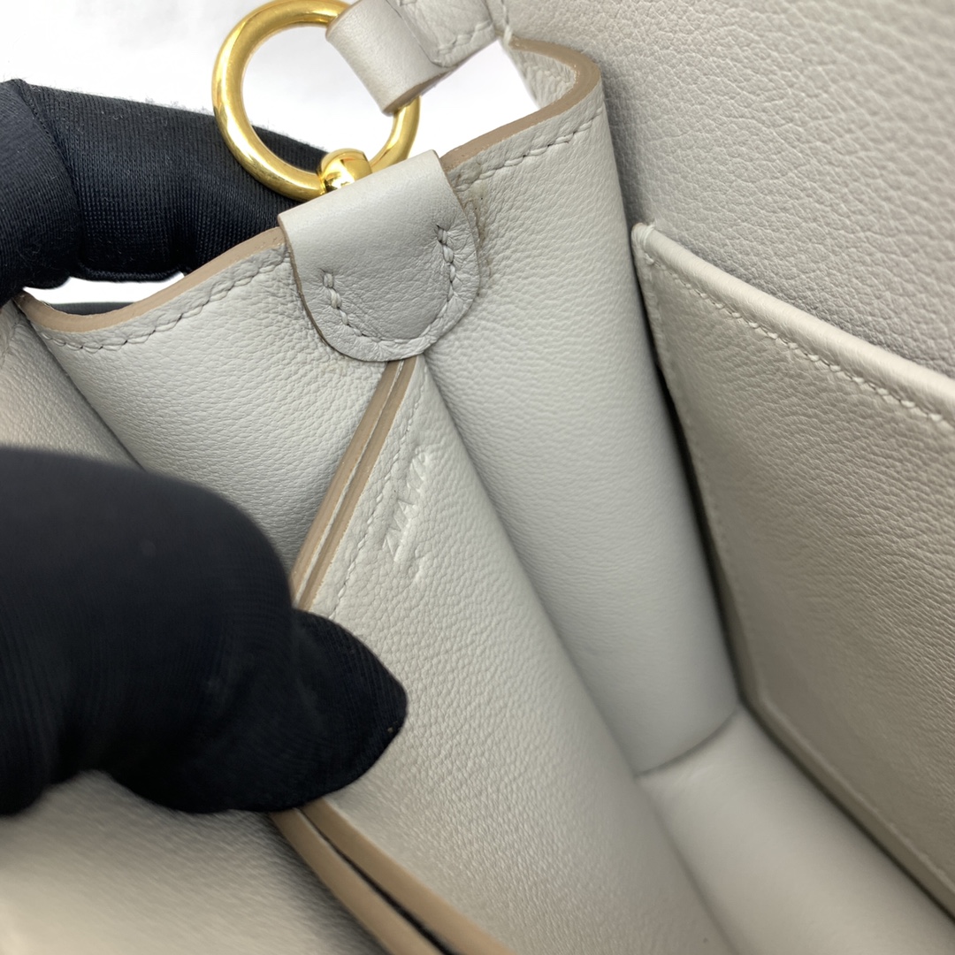 高仿HERMES roulis系列 珍珠灰手工製作遠程包包肩背包