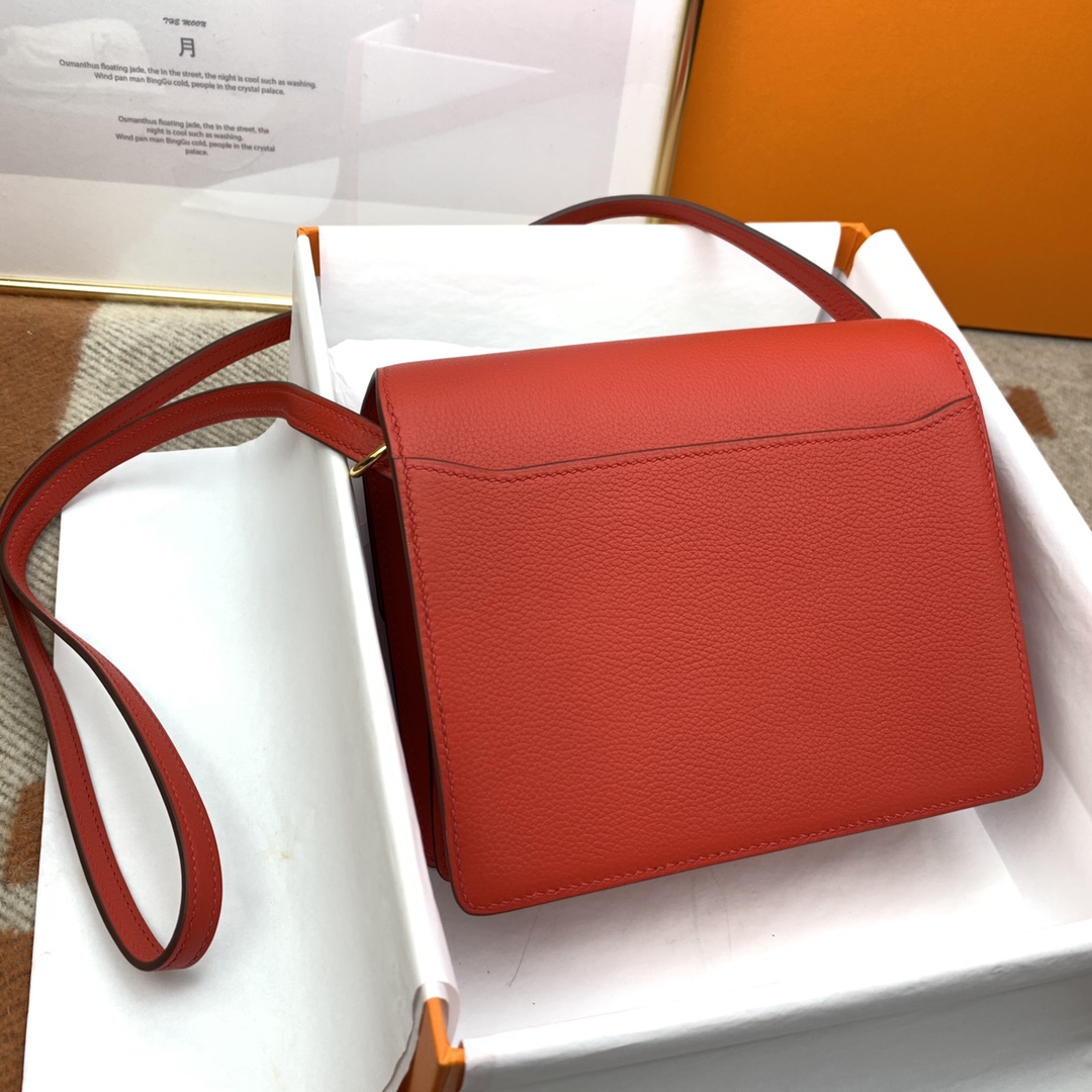 一比一HERMES roulis 19CM心紅蜜蠟手工製作肩背包女