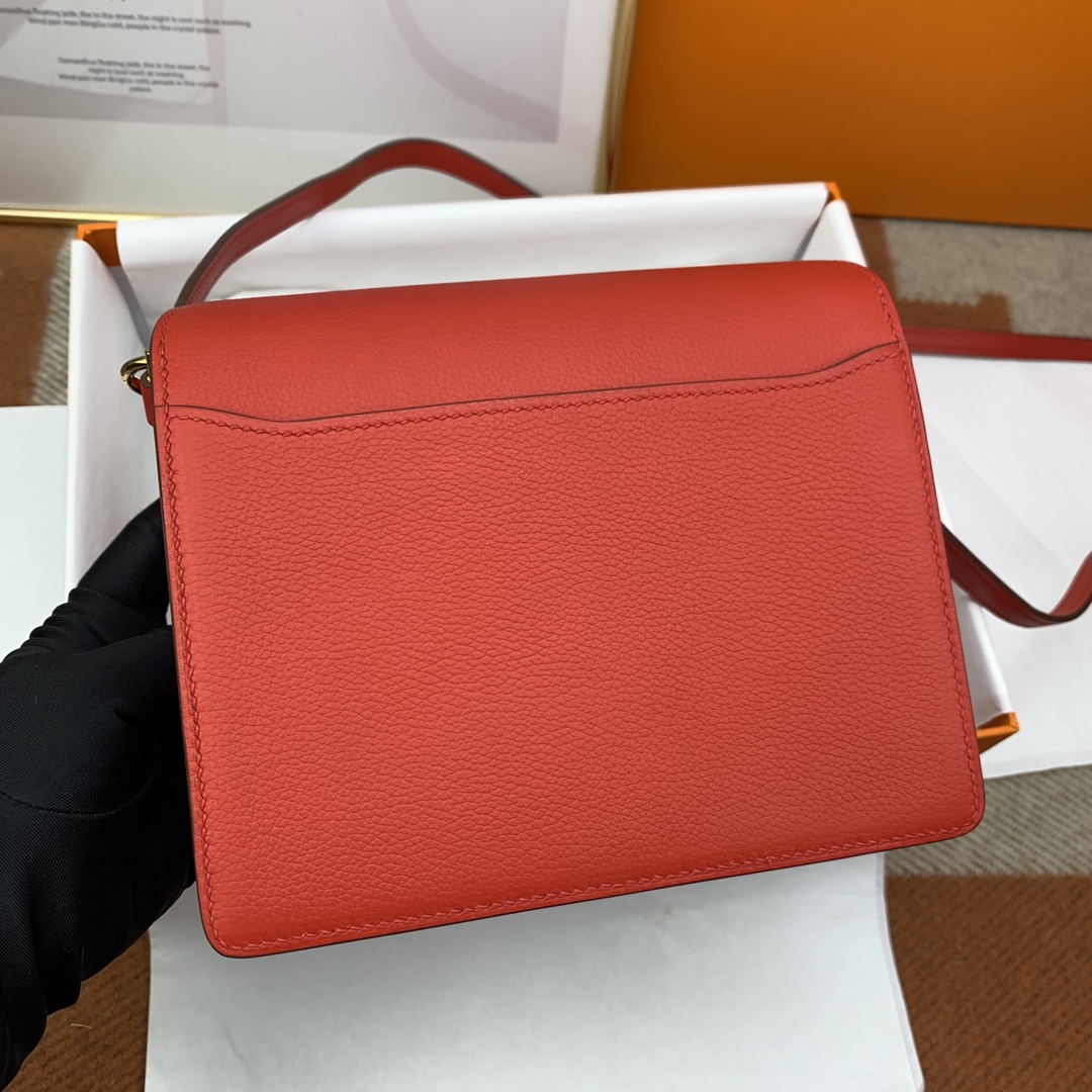 一比一HERMES roulis 19CM心紅蜜蠟手工製作肩背包女