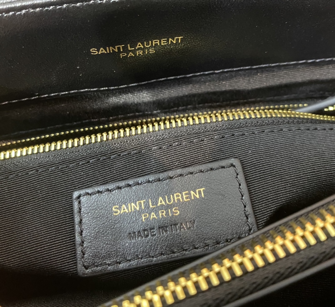 超A貨YSL聖羅蘭包包 loulou中型絎縫皮革手袋 鏈條包Y形挎包 黑色金扣
