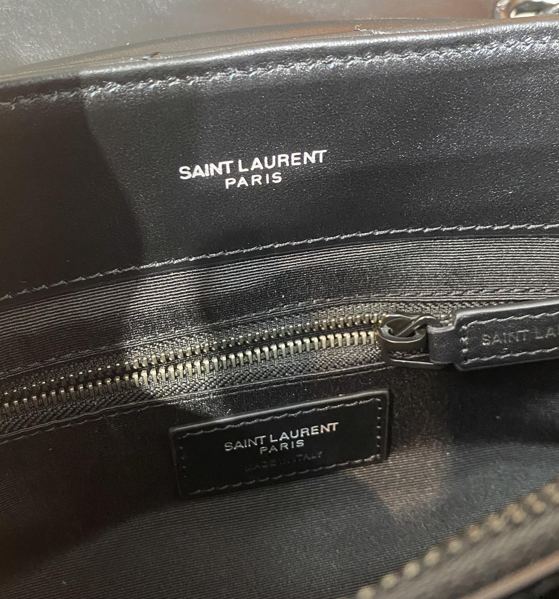 超A貨YSL聖羅蘭包包 loulou中型絎縫皮革手袋 鏈條包Y形挎包 黑色黑扣