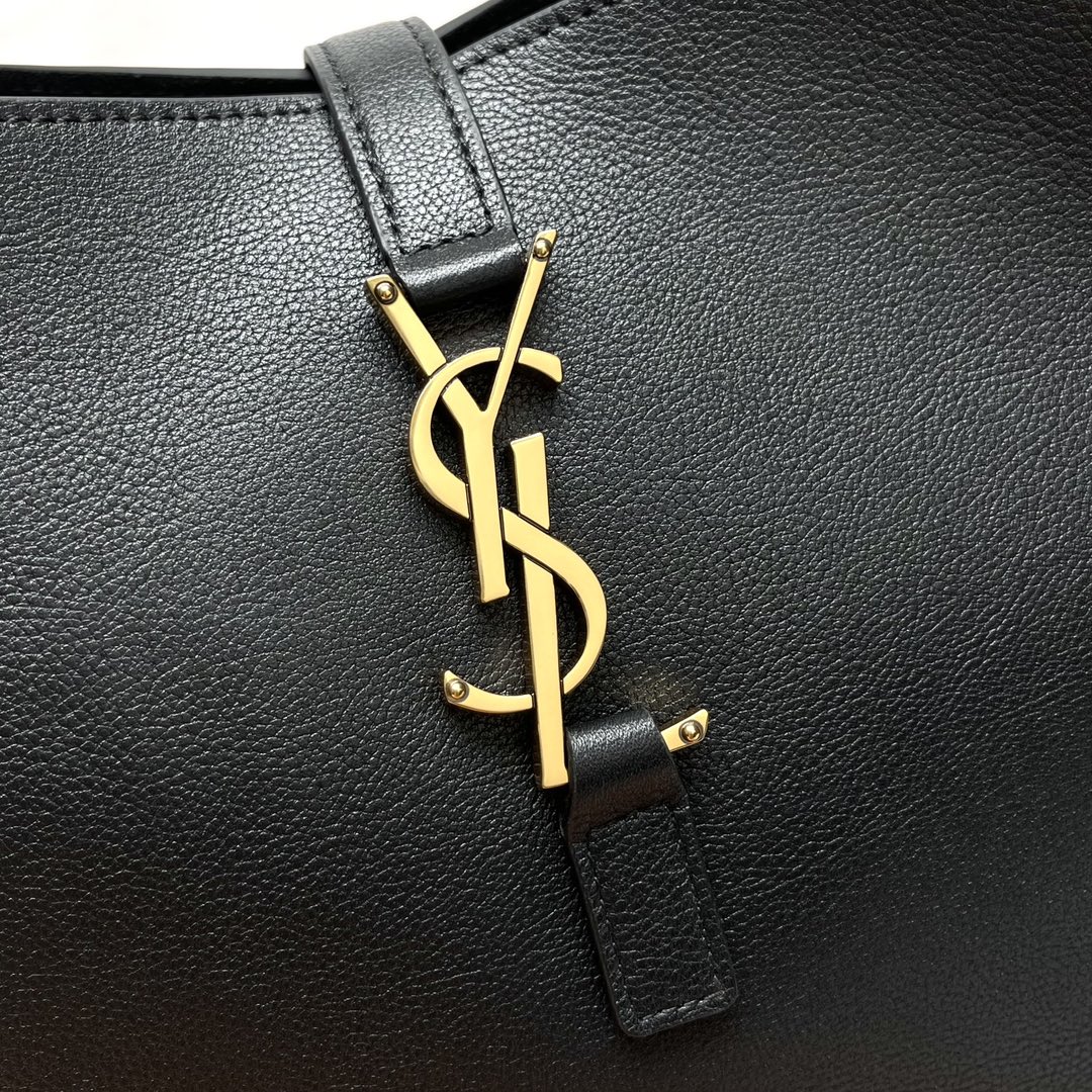 YSL聖羅蘭一比一復刻高仿包包 LE 5 À 7小號柔軟粒麪皮革手袋 腋下包 黑色大號