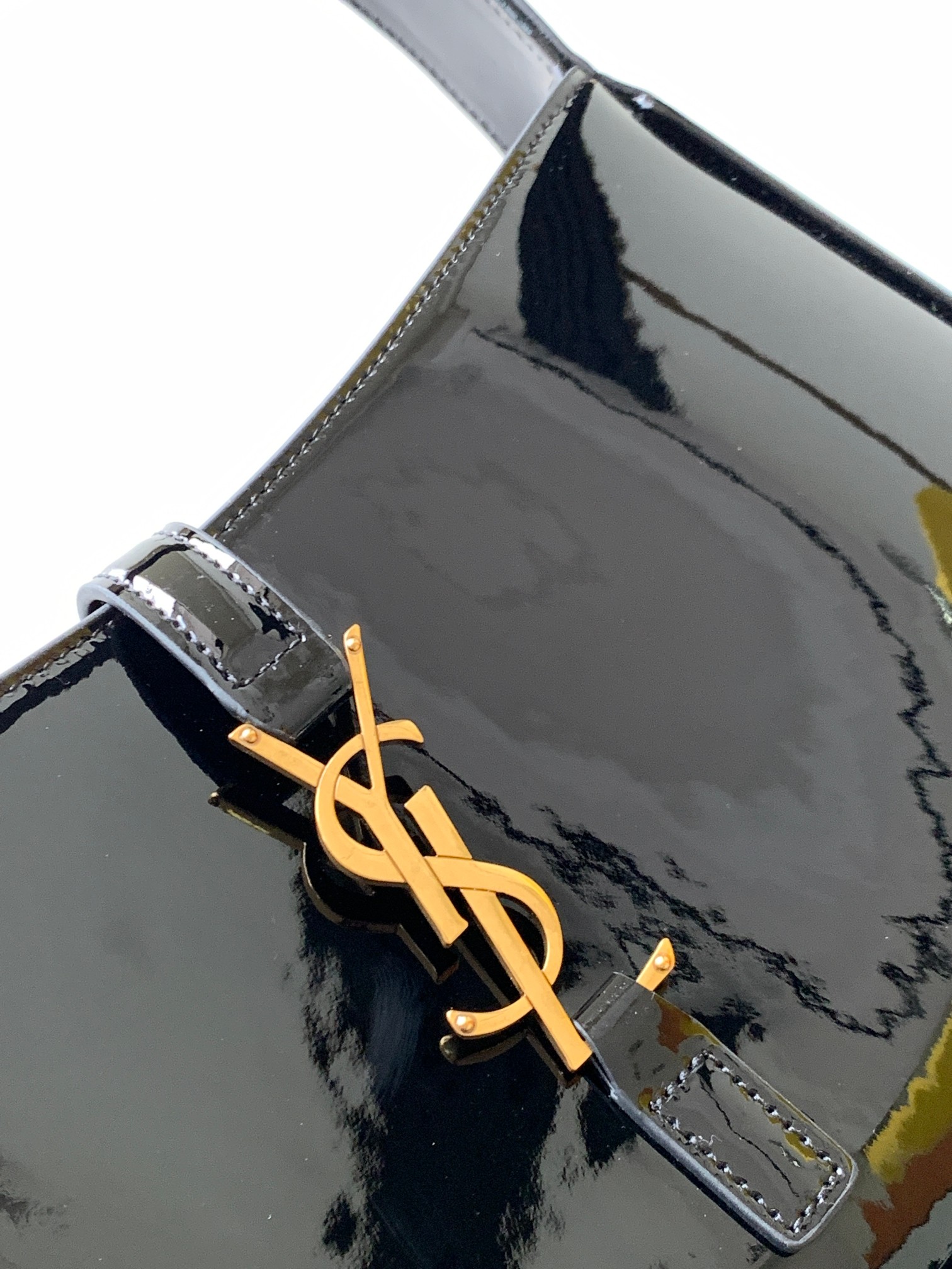 YSL聖羅蘭超A貨復刻包包 le5à7黑色亮面hobo Saint Laurent Monogram Hobo手袋