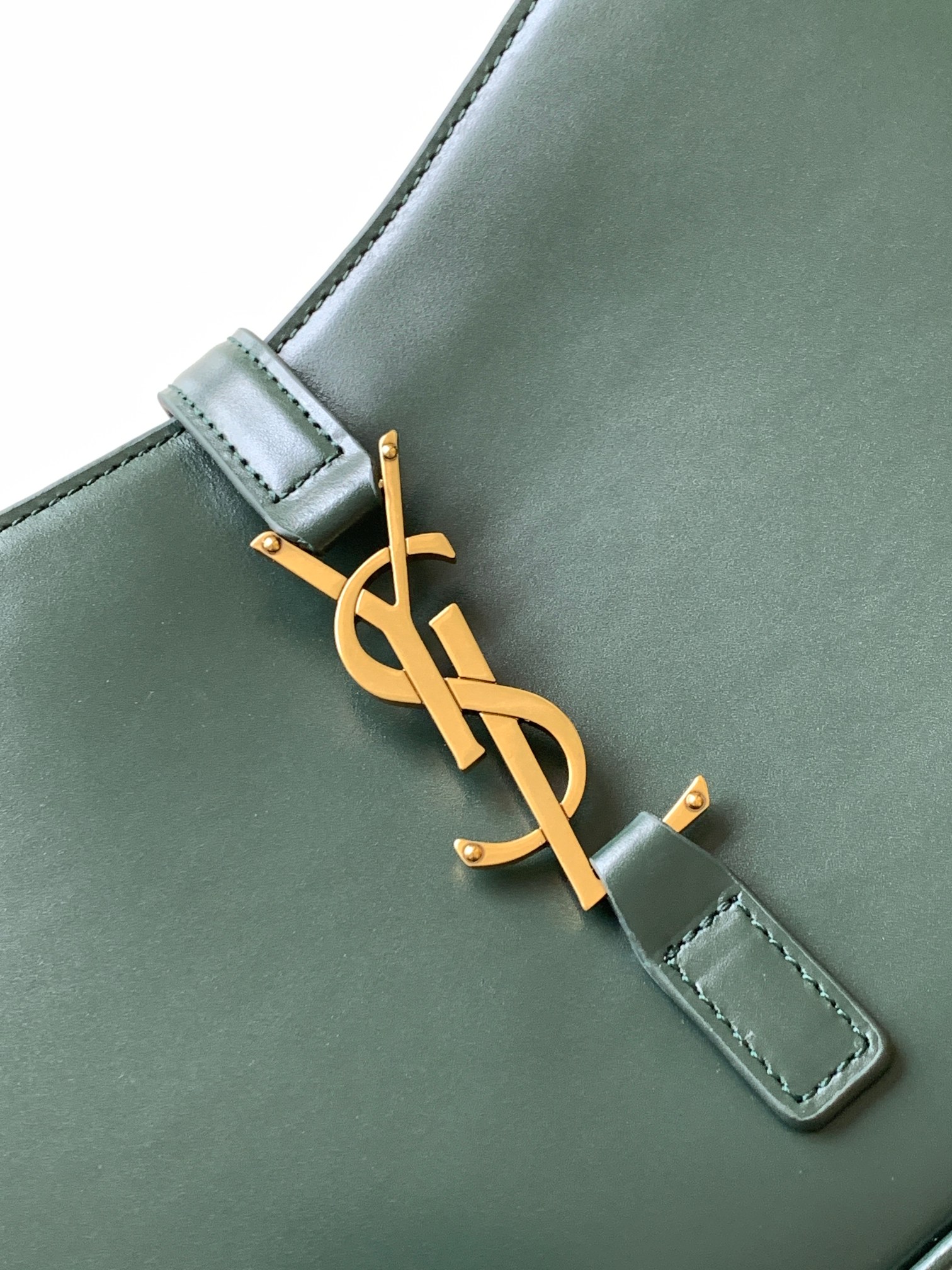 YSL聖羅蘭超A貨復刻包包 le5à7啞光面深緑金扣hobo Saint Laurent Monogram Hobo手袋