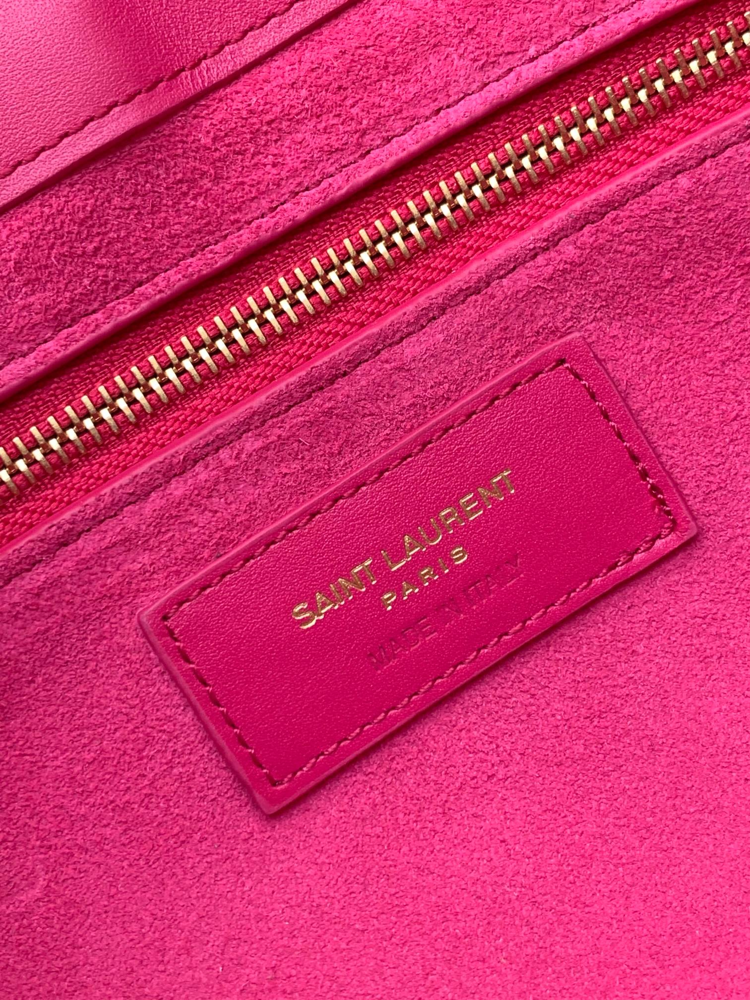 YSL聖羅蘭超A貨復刻包包 le5à7啞光面玫紅hobo Saint Laurent Monogram Hobo手袋