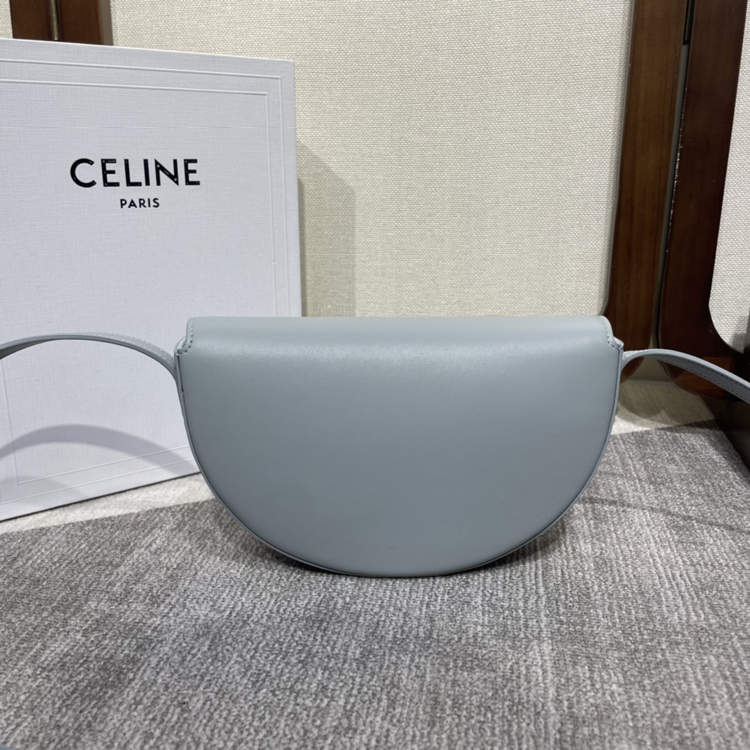 原單高仿Celine賽琳 Basace凯旋门 光滑小牛皮Besace Cuir Triomphe手袋 斜揹包 灰藍