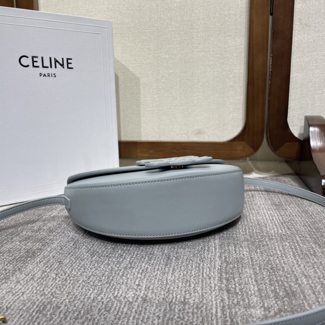 原單高仿Celine賽琳 Basace凯旋门 光滑小牛皮Besace Cuir Triomphe手袋 斜揹包 灰藍