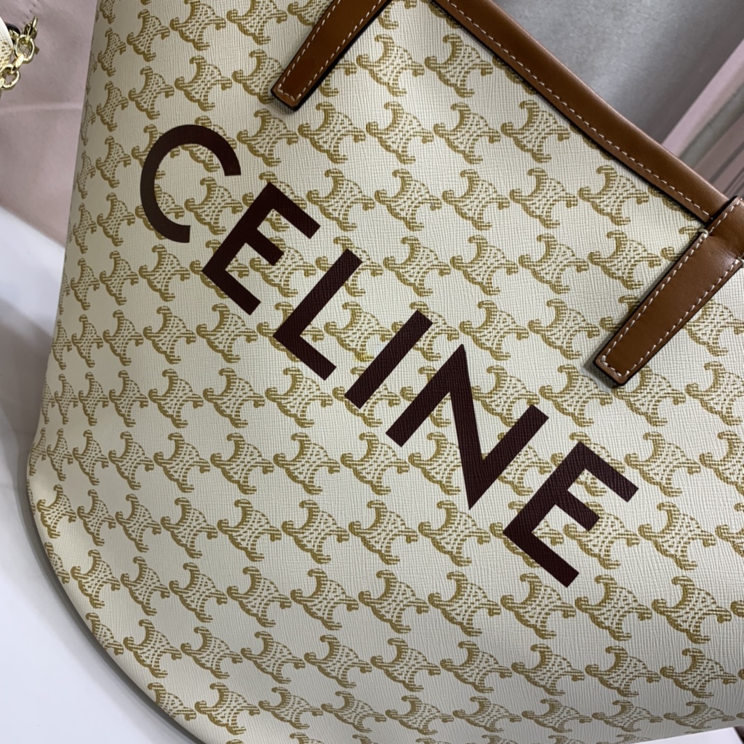 高仿復刻Celine賽琳包 標誌印花 TRIOMPHE COUFFIN扇子包 超大手袋 白色