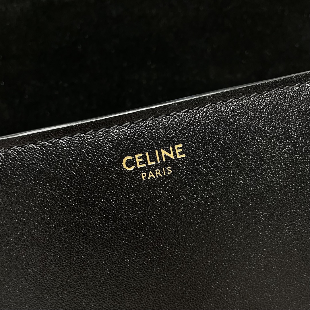 高仿原單Celine賽琳包包 光滑牛皮革FOLCO CUIR TRIOMPHE手袋 黑色
