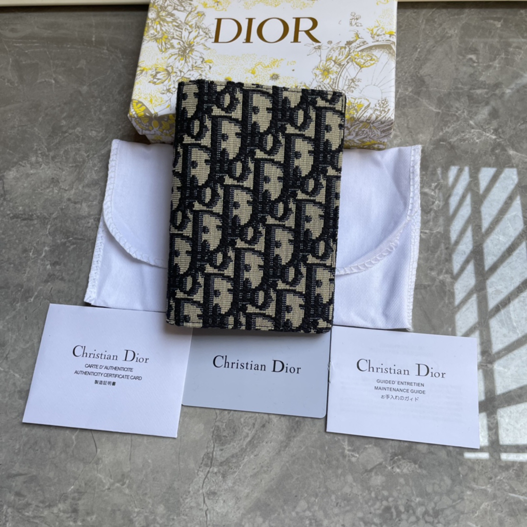 Dior迪奧Oblique原單高仿老花短款小錢包藍色提花銀包