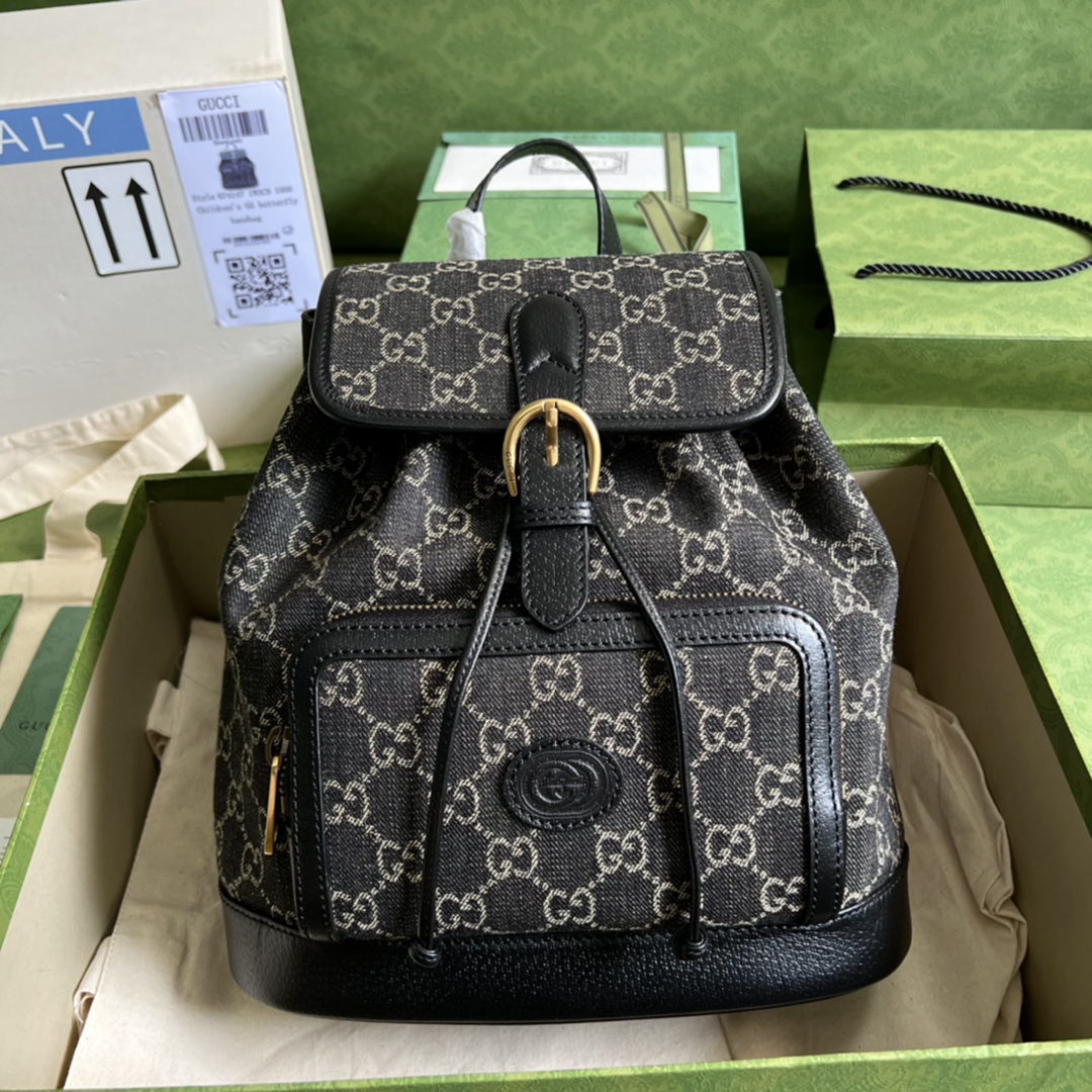 頂級原單Gucci2024新品雙肩包背包高端書包黑色