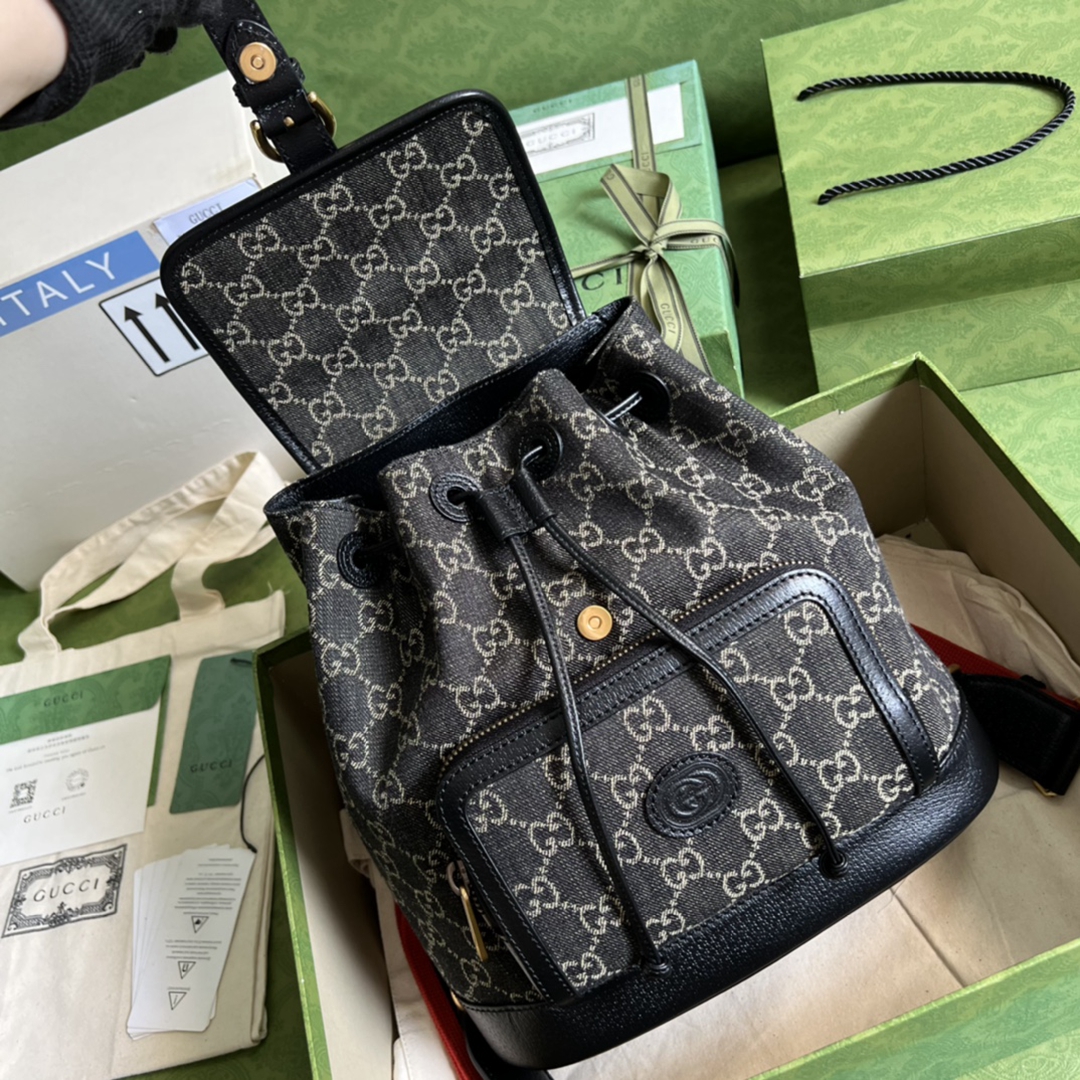 頂級原單Gucci2024新品雙肩包背包高端書包黑色