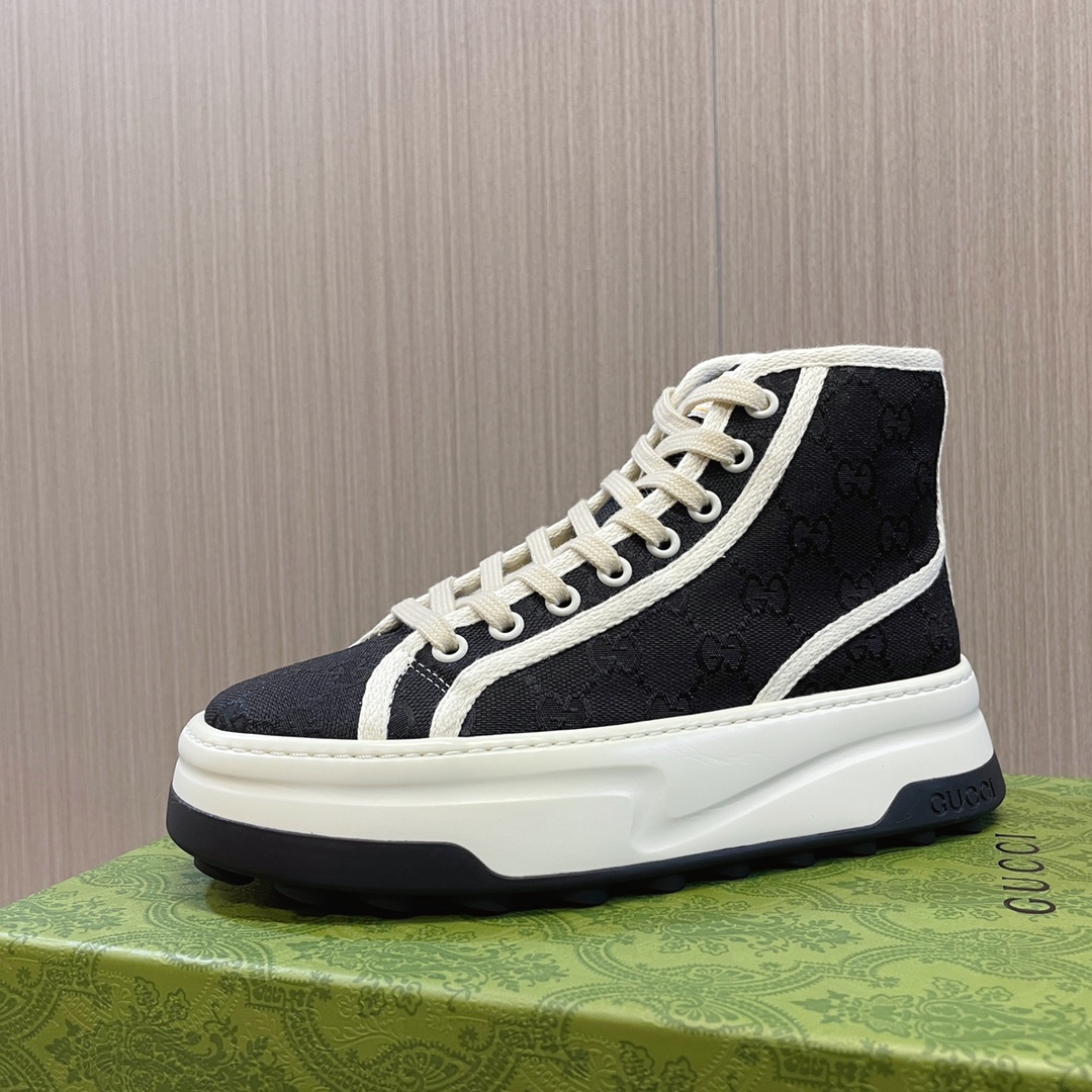 古馳一比一Gucci tennis 1977經典系列低幫厚底帆布鞋運動休閒鞋女