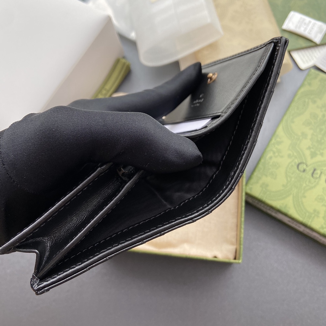 高仿Gucci古馳進口原廠皮Marmont466492高端錢包雙折錢包