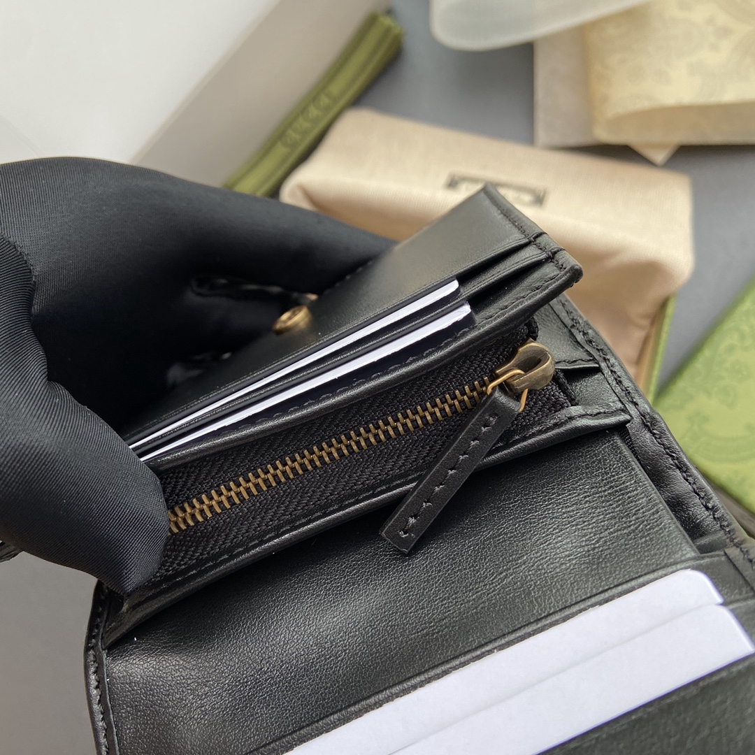 高仿Gucci古馳進口原廠皮Marmont466492高端錢包雙折錢包