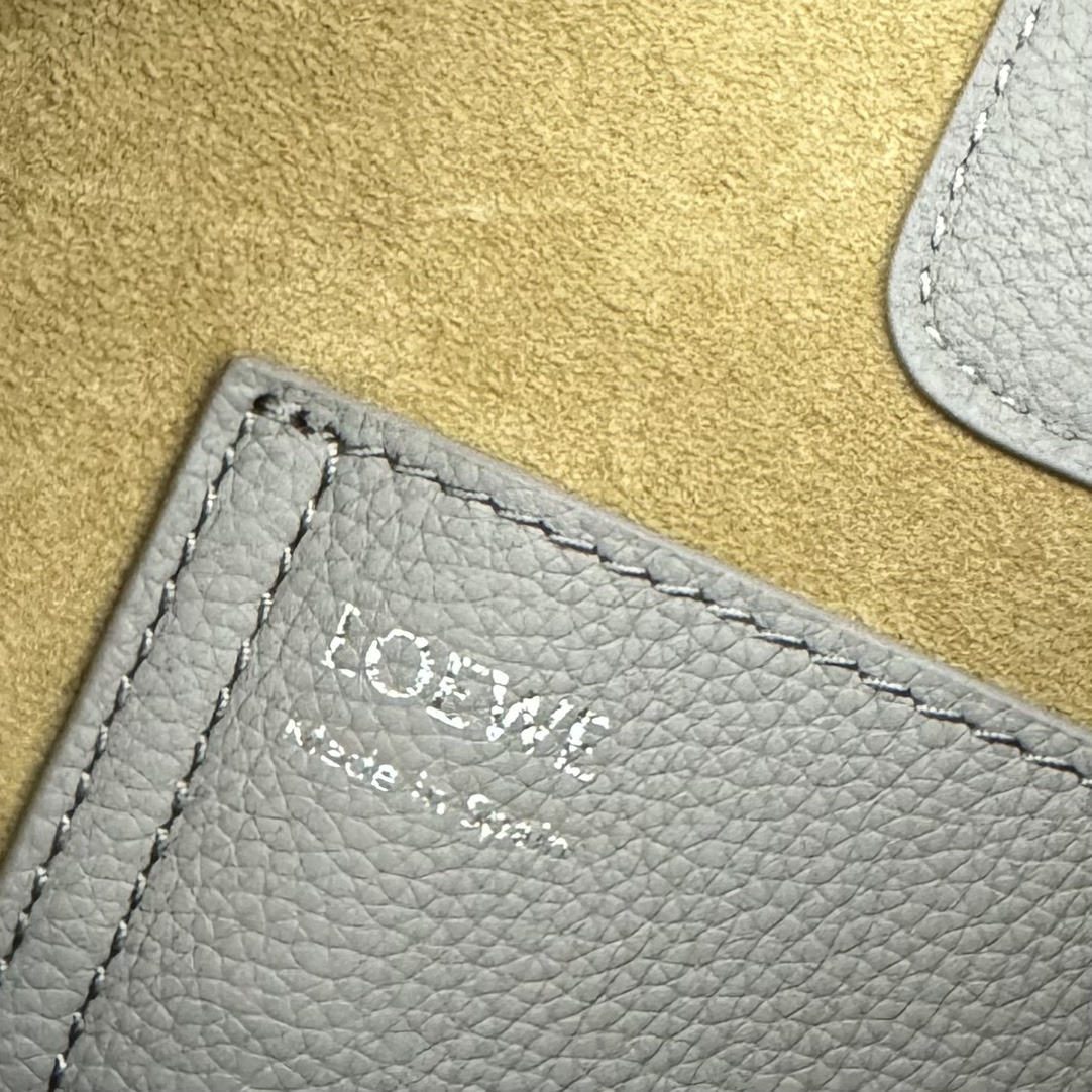 loewe羅意威高仿複刻包包 mini柔軟牛皮革Pebble Bucket水桶包瀝青灰/荔
