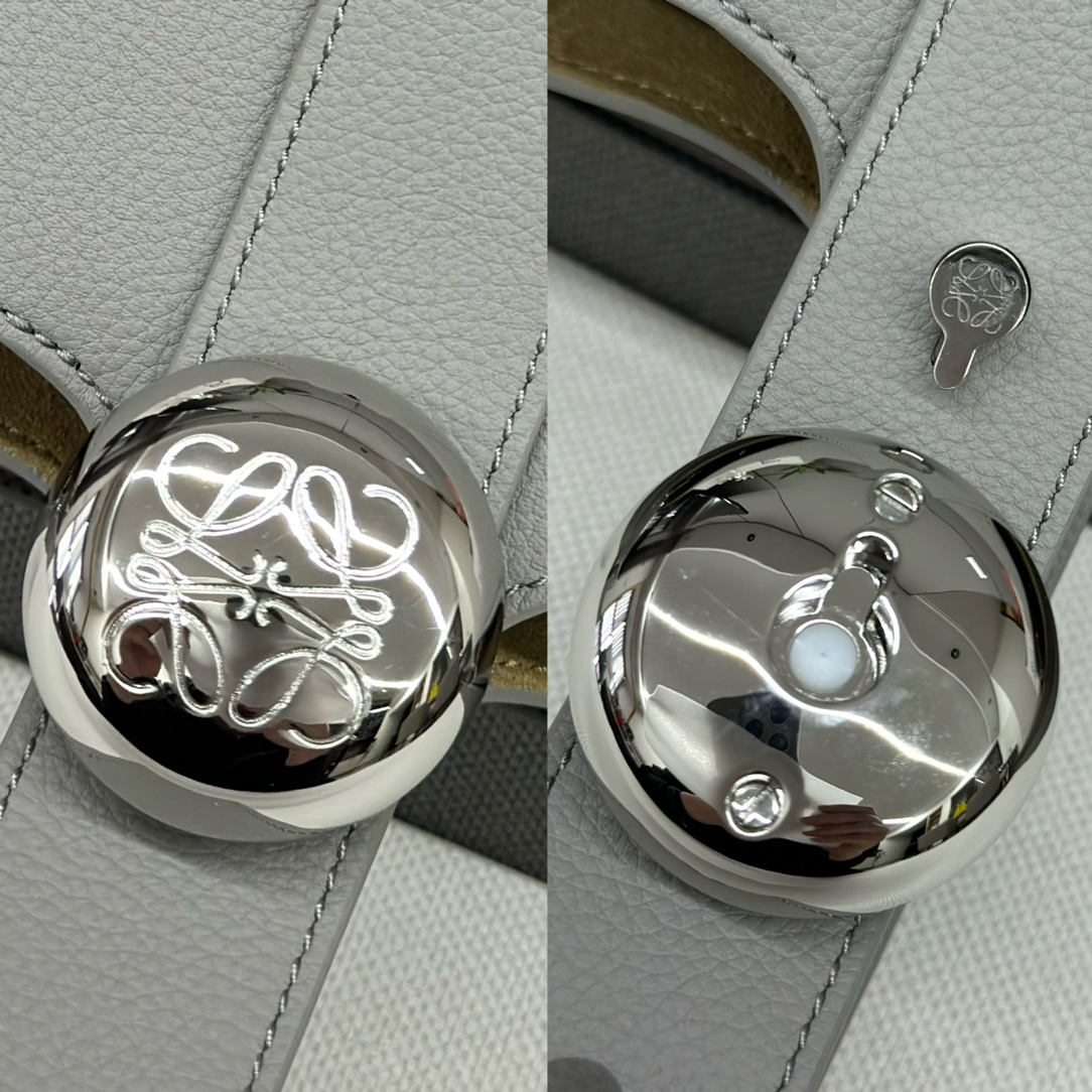 loewe羅意威高仿複刻包包 mini柔軟牛皮革Pebble Bucket水桶包瀝青灰/荔