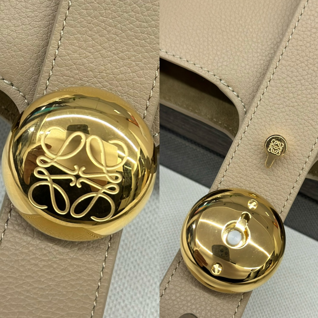 loewe羅意威高仿複刻包包 mini柔軟牛皮革Pebble Bucket水桶包沙色荔紋