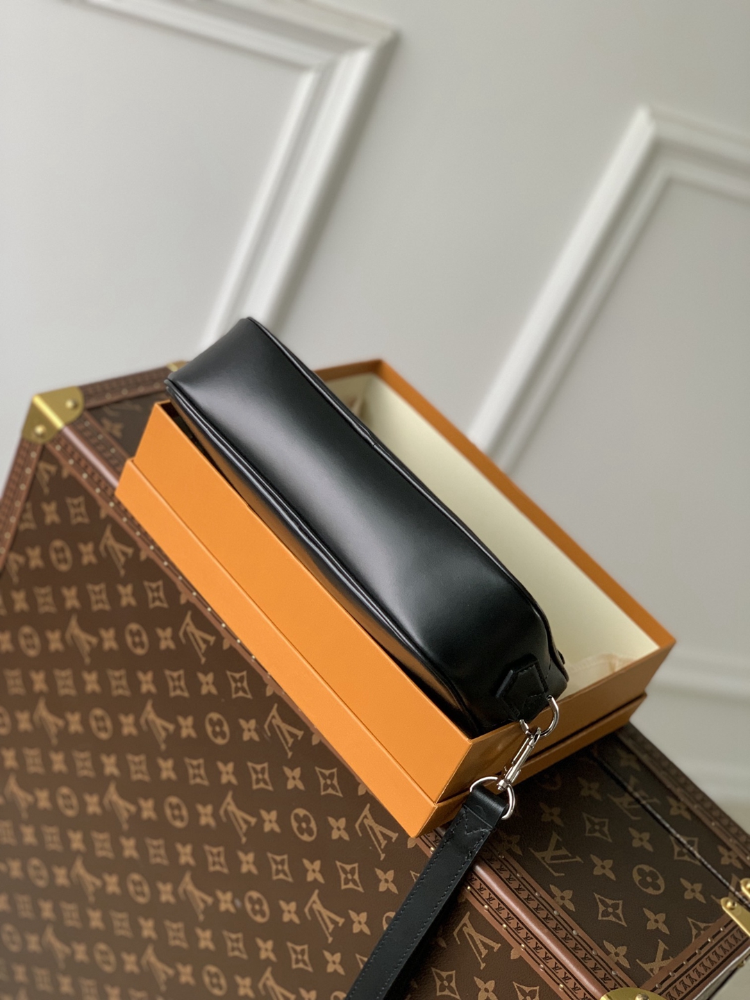 M51726水波黑紋Pochette Kasai lv原單手拿包方形錢包真皮