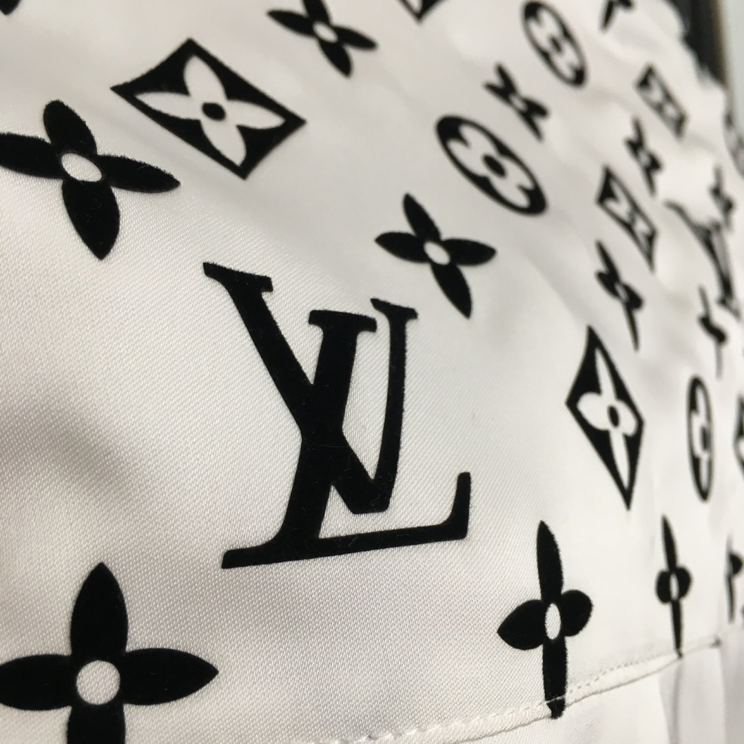 LV新品原單高仿 燙鑽字母男女同款長袖襯衣