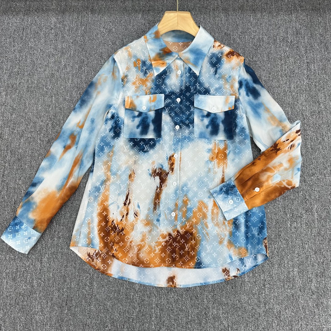 高仿女裝LV 新品專櫃同步桑蠶絲長袖襯衣