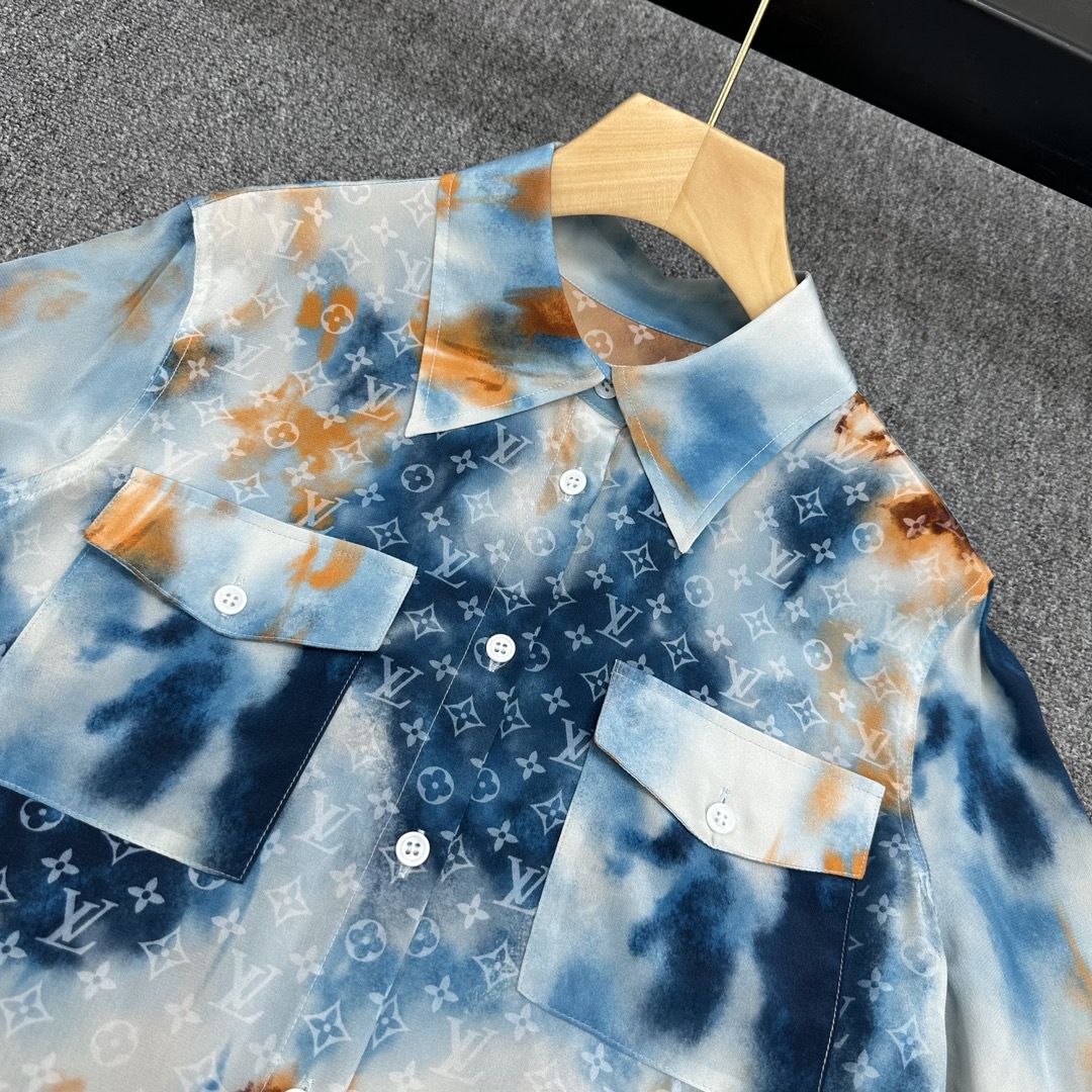 高仿女裝LV 新品專櫃同步桑蠶絲長袖襯衣