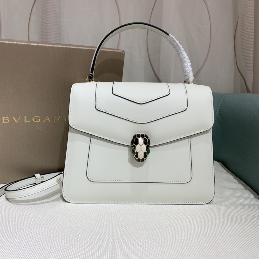 BVLGARI寶格麗高仿包包 Serpenti Forever手提包斜揹包 中號白色