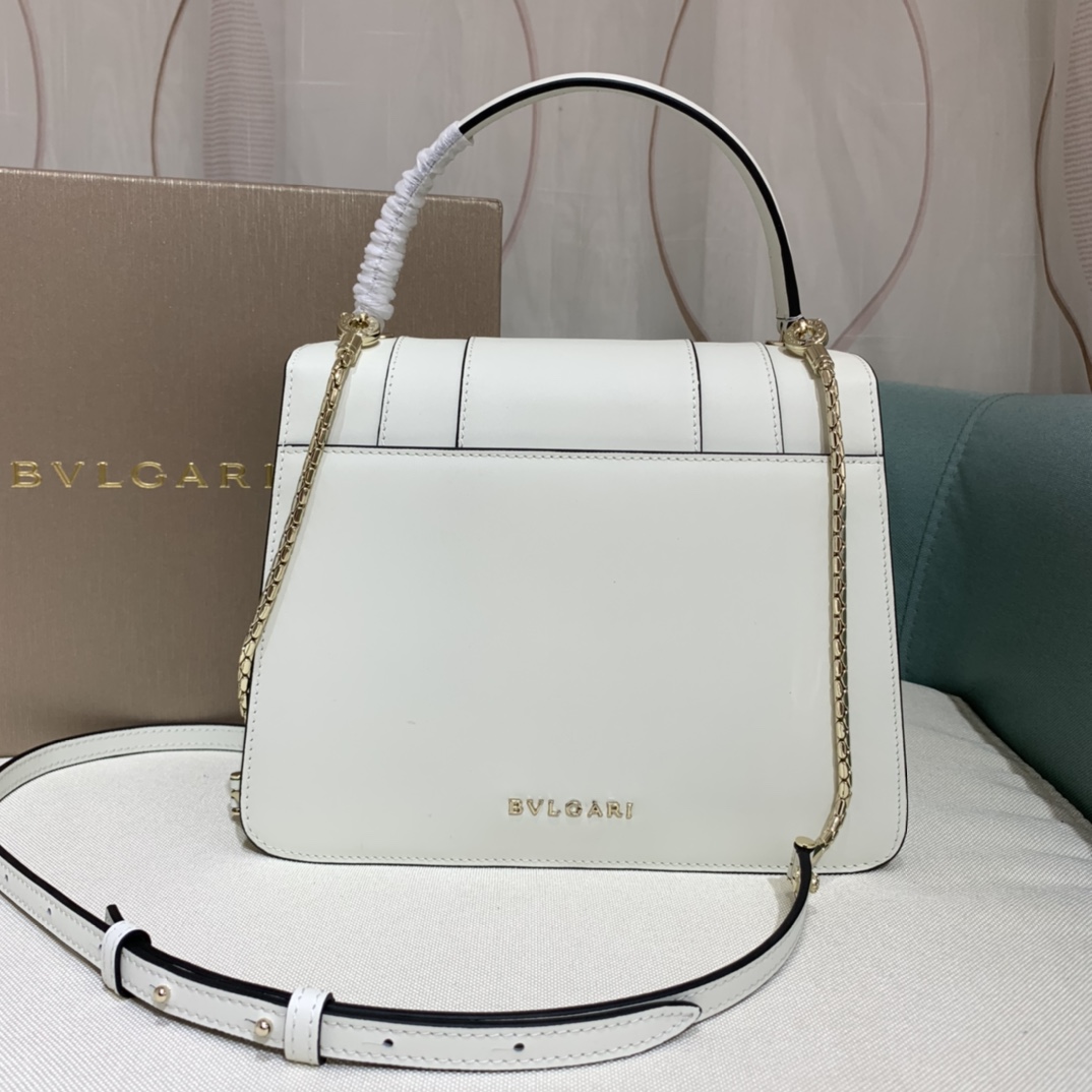 BVLGARI寶格麗高仿包包 Serpenti Forever手提包斜揹包 中號白色