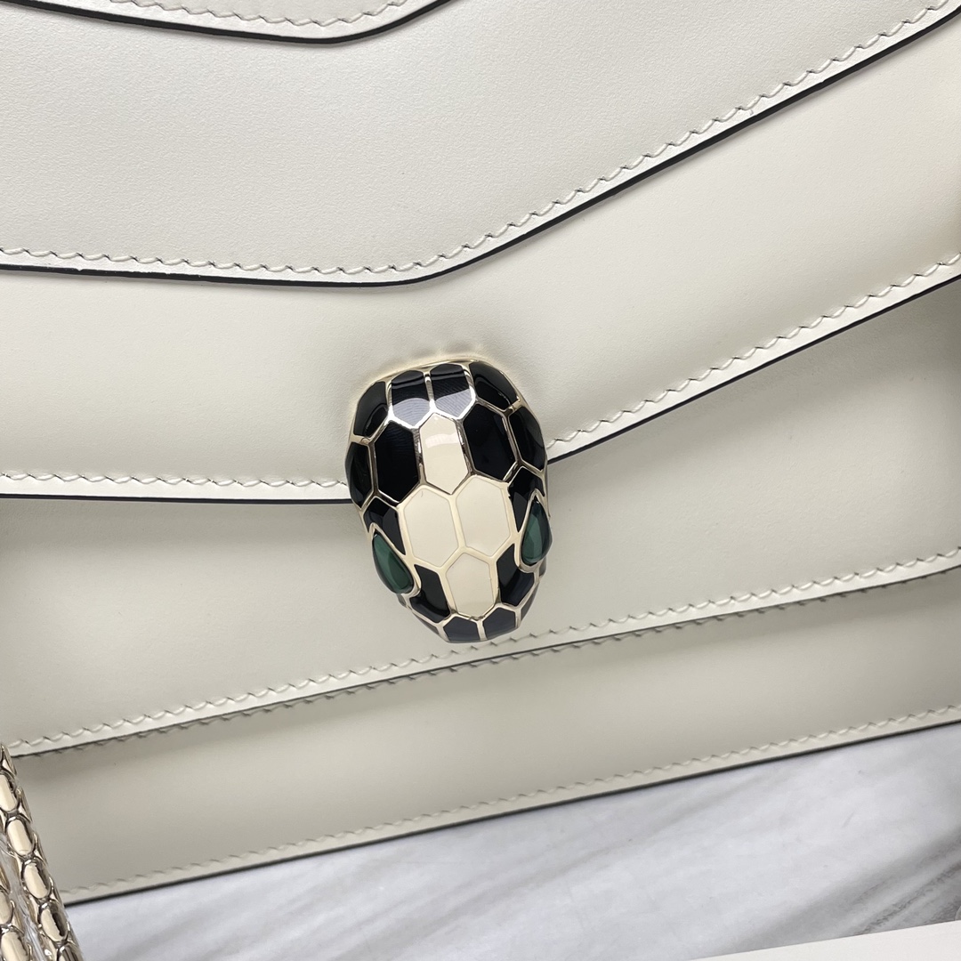 高仿BVLGARI寶格麗包 Serpenti Forever 中型肩背包手袋斜揹包 白色