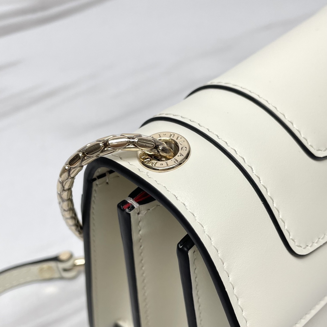 一比一高仿BVLGARI寶格麗包 Serpenti Forever 鏈帶皮夾手袋斜揹包 白色