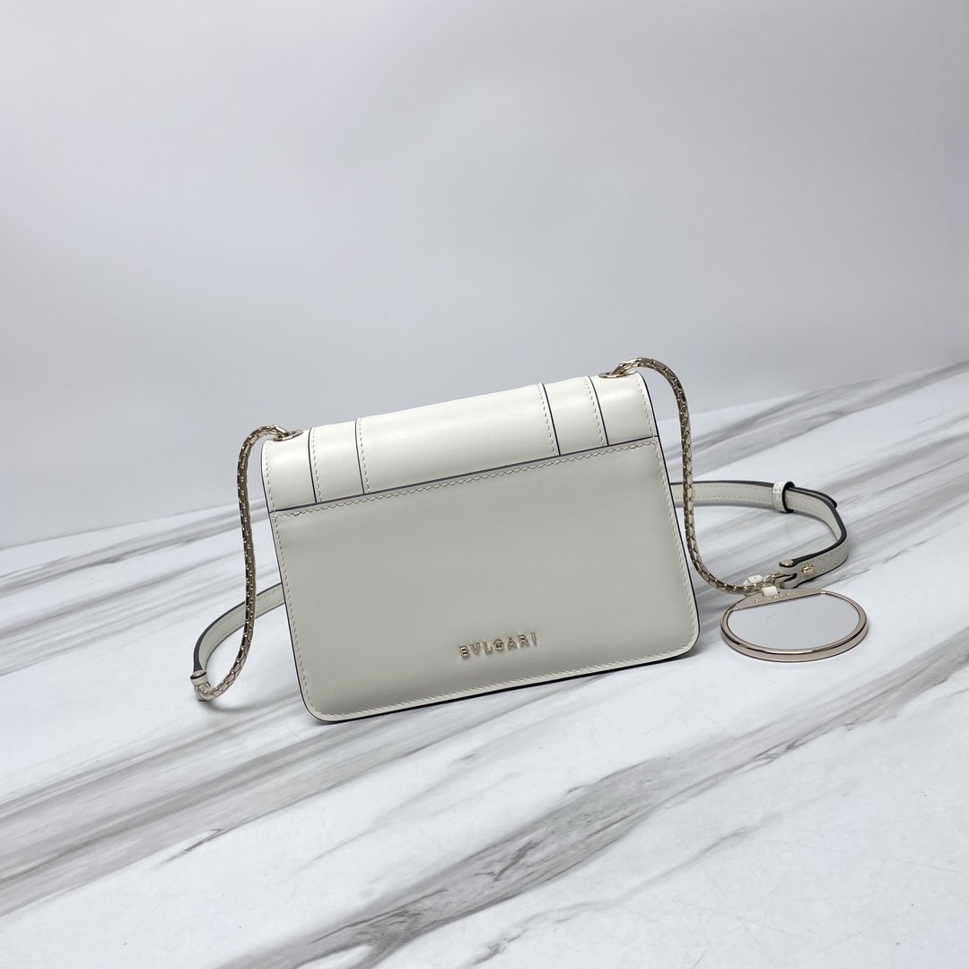 一比一高仿BVLGARI寶格麗包 Serpenti Forever 鏈帶皮夾手袋斜揹包 白色