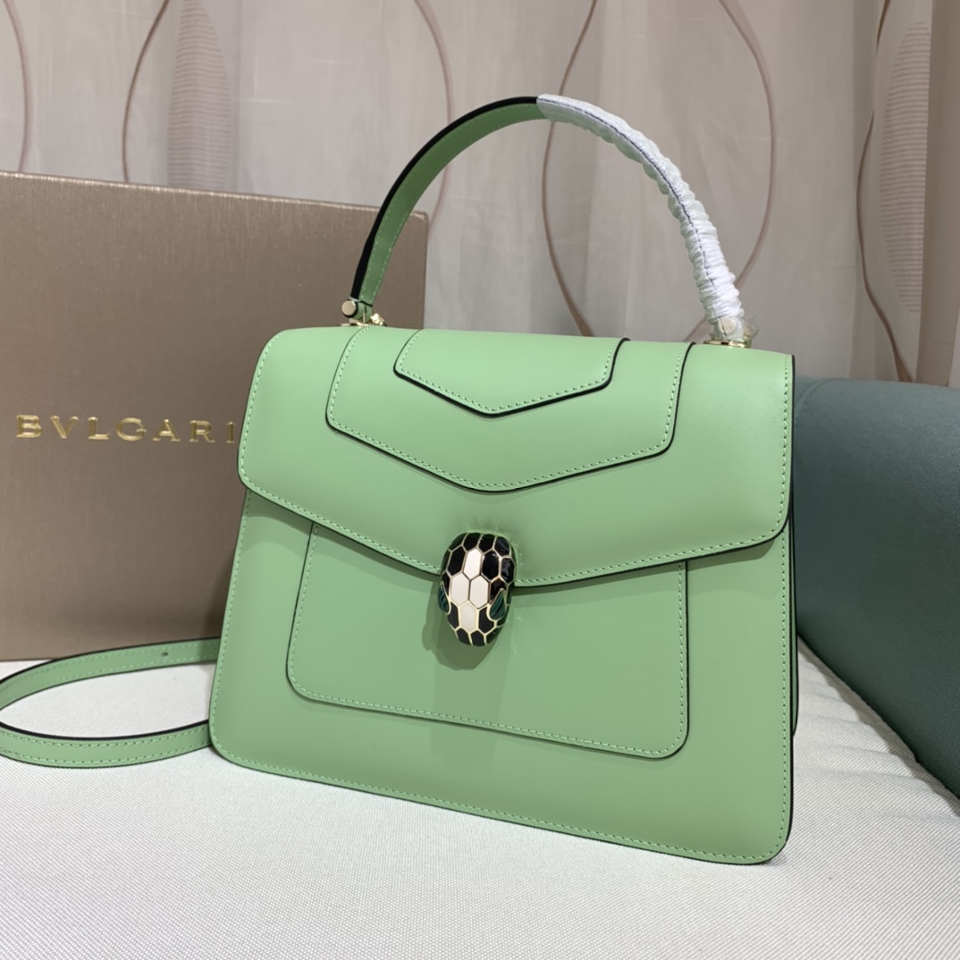 一比一高仿BVLGARI寶格麗 Serpenti Forever 中型手提包斜揹包手袋 淺緑