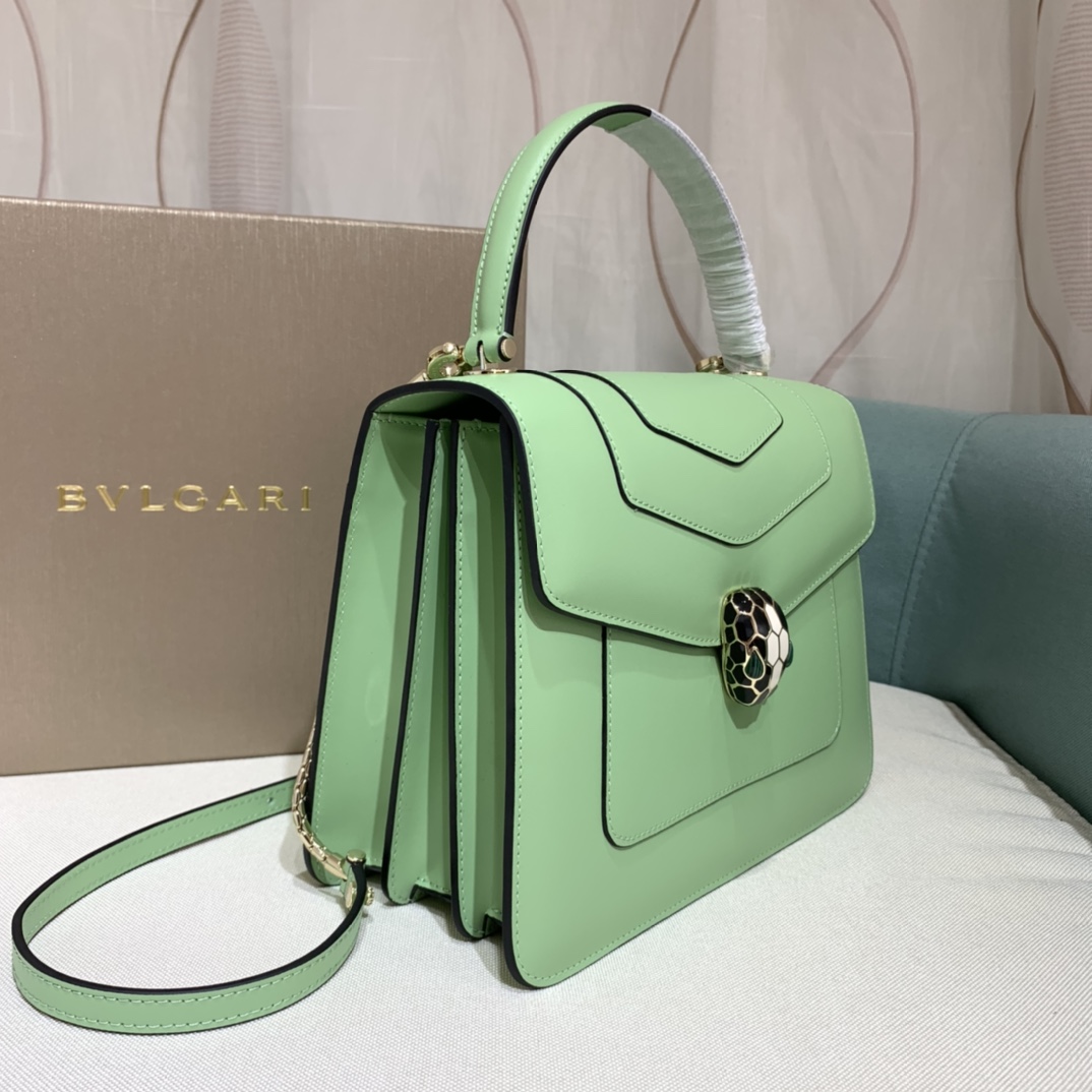 一比一高仿BVLGARI寶格麗 Serpenti Forever 中型手提包斜揹包手袋 淺緑