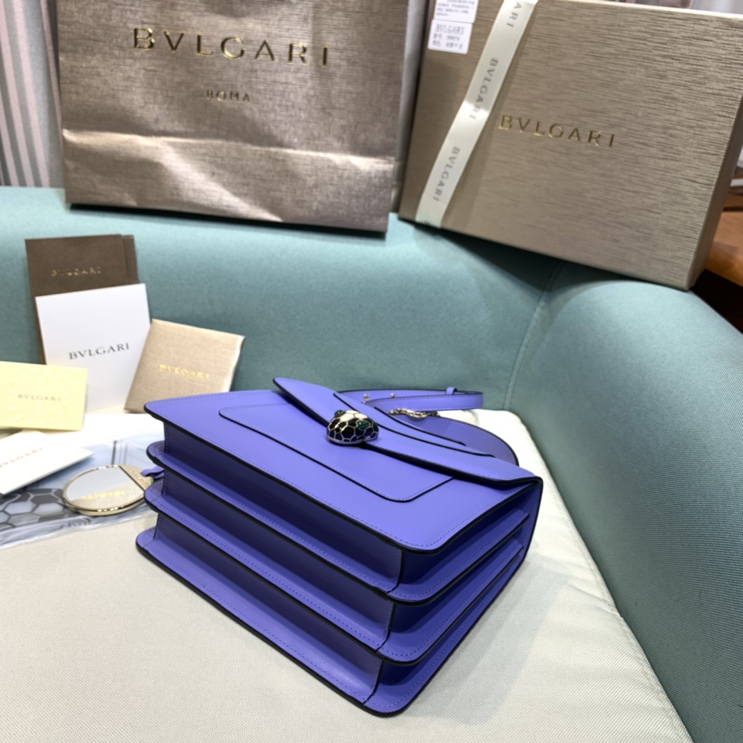 一比一高仿BVLGARI寶格麗 Serpenti Forever 中型手提包斜揹包手袋 紫色