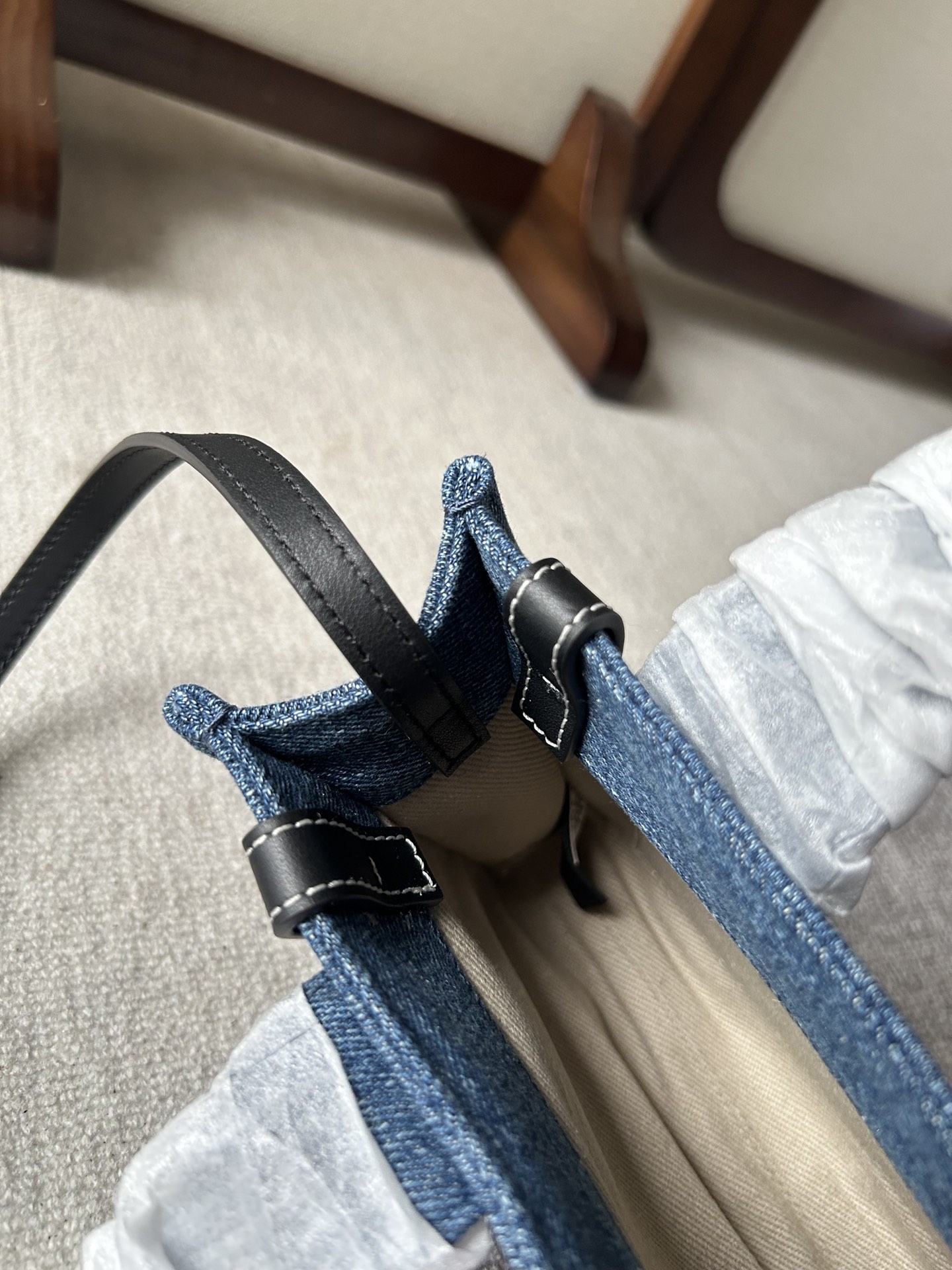 原單高仿Chloe蔻依名牌包 牛仔布Chloé Woody Tote Bag mini號托特包