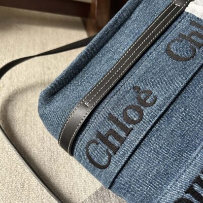 原單高仿Chloe蔻依名牌包 牛仔布Chloé Woody Tote Bag 小號托特包