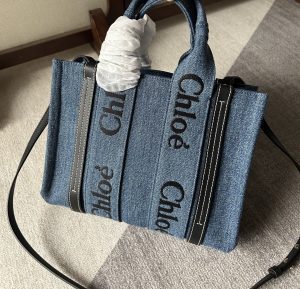 原單高仿Chloe蔻依名牌包 牛仔布Chloé Woody Tote Bag 小號托特包