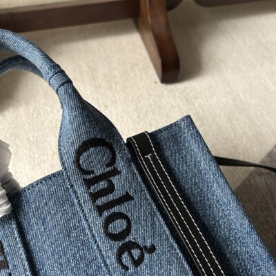 原單高仿Chloe蔻依名牌包 牛仔布Chloé Woody Tote Bag 小號托特包