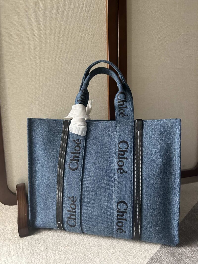 原單高仿Chloe蔻依名牌包 牛仔布Chloé Woody Tote Bag 大號托特包