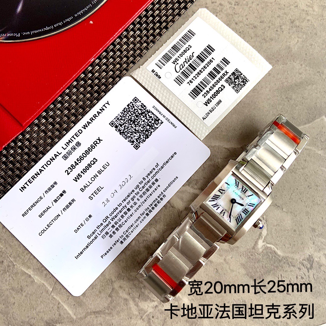 Tank Francaise坦克系列瑞士石英機芯走時精準卡地亞手錶頂級腕錶