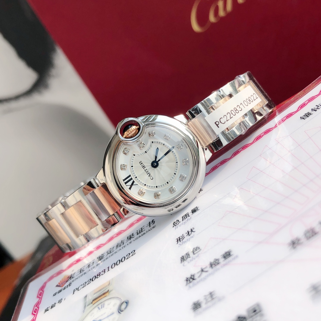 卡地亞極品高仿28mm頂級手錶三碼合一復刻腕錶 終生保修