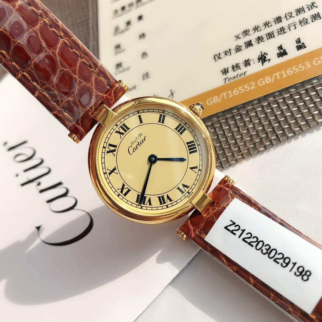 LesMustdeCartier中古小金錶卡地亞腕錶復刻手錶
