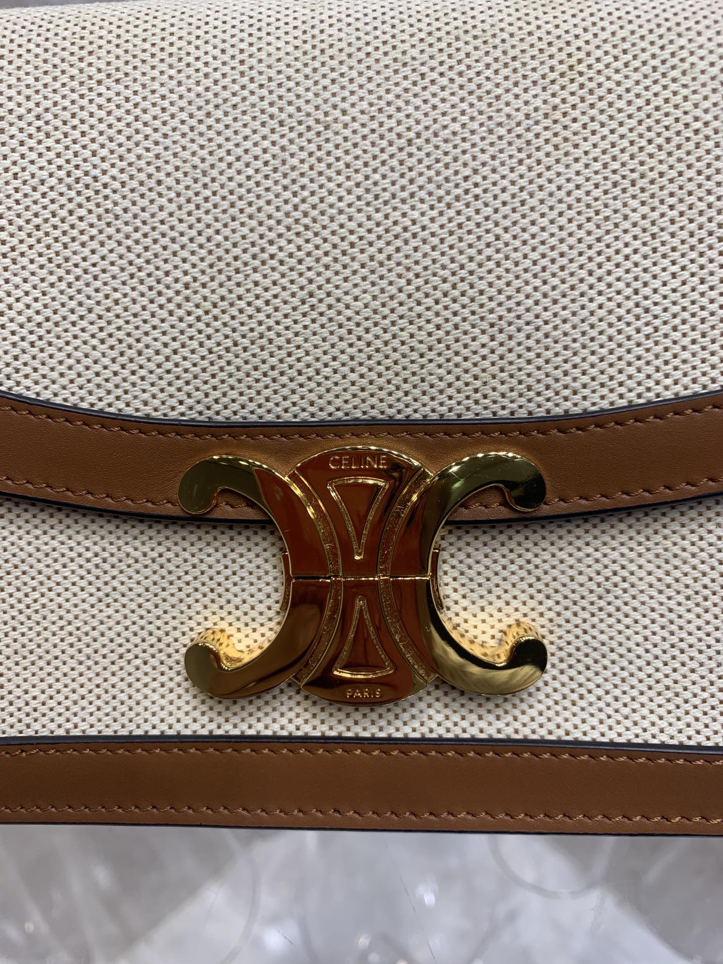 高仿品牌包Celine賽琳包包 凱旋門斜挎包 帆布CLASSIQUE TRIOMPHE手袋小號