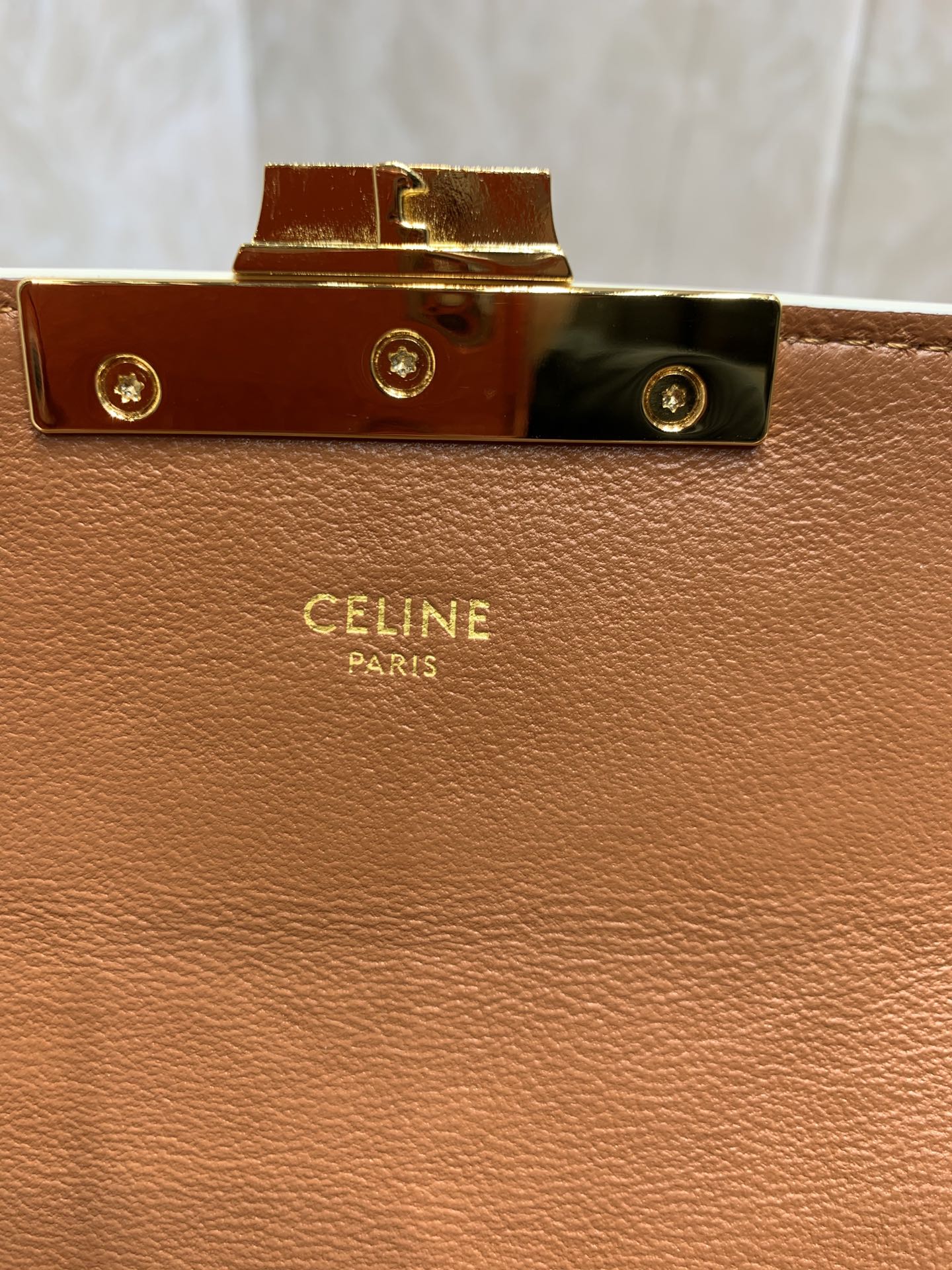 高仿奢侈品包Celine賽琳單肩包 標誌印花及牛皮革CLAUDE肩揹袋 白色金標