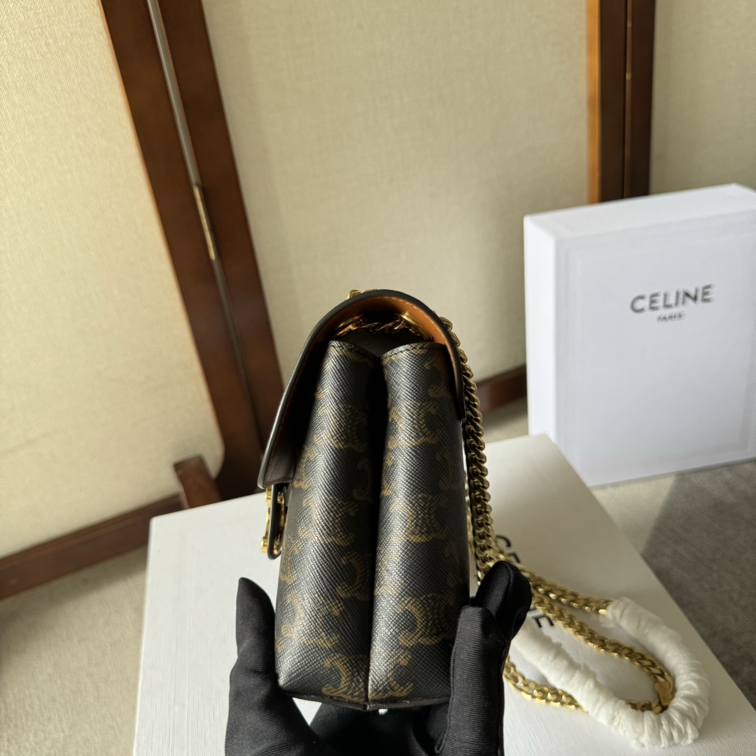 1比1高仿名牌包Celine賽琳 2024 標誌印花TEEN VICTOIRE小號柔軟牛皮革手袋