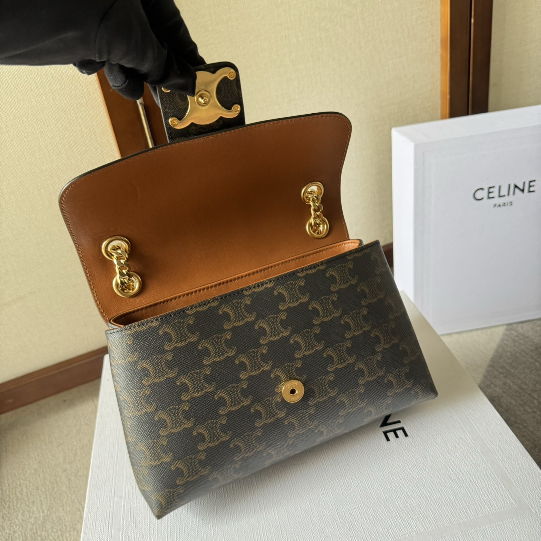 1比1高仿名牌包Celine賽琳 2024 標誌印花TEEN VICTOIRE小號柔軟牛皮革手袋