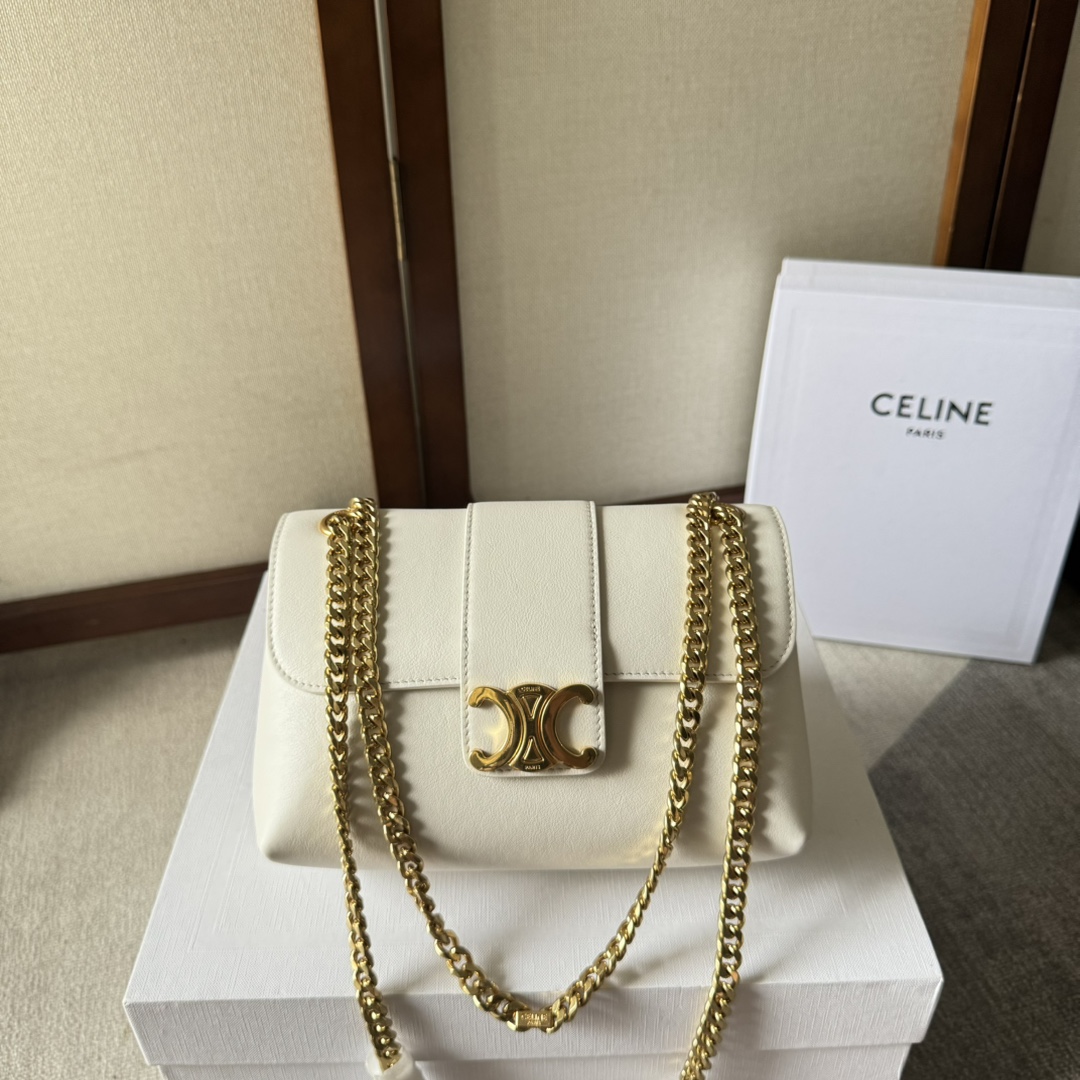 1比1高仿名牌包Celine賽琳 2024新柔軟牛皮革TEEN CELINE VICTOIRE手袋 白色